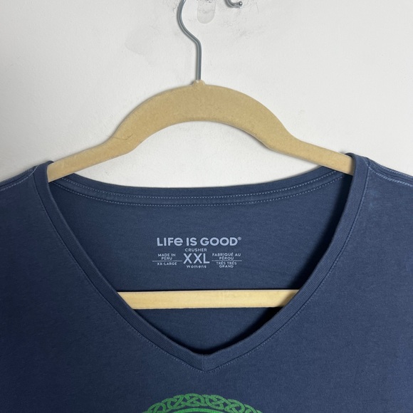 LIfe Is Good Blue Celtic Mandala Long Sleeve V-Neck Crusher T-Shirt Size XXL - Picture 3 of 9